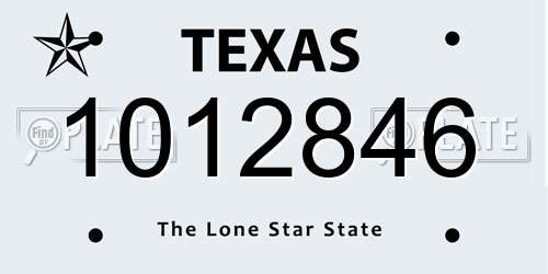 1012846 Texas License Plate
