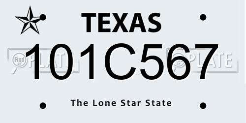 101C567 Texas License Plate
