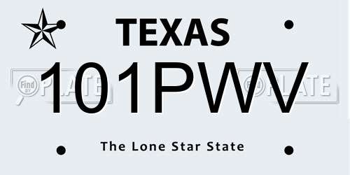 101PWV Texas License Plate
