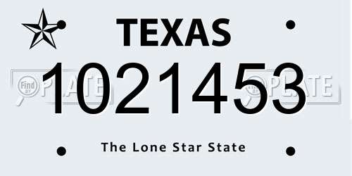 1021453 Texas License Plate