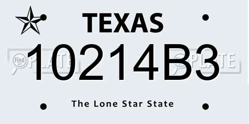 10214B3 Texas License Plate