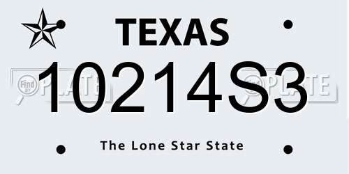 10214S3 Texas License Plate
