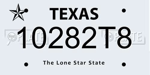 10282T8 Texas License Plate