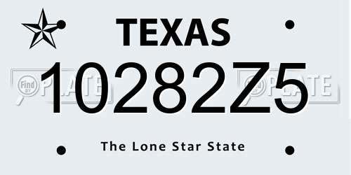 10282Z5 Texas License Plate
