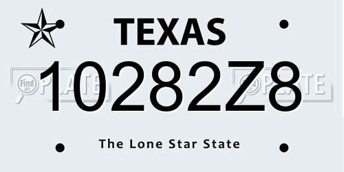 10282Z8 Texas License Plate