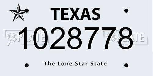 1028778 Texas License Plate