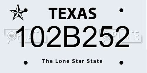 102B252 Texas License Plate