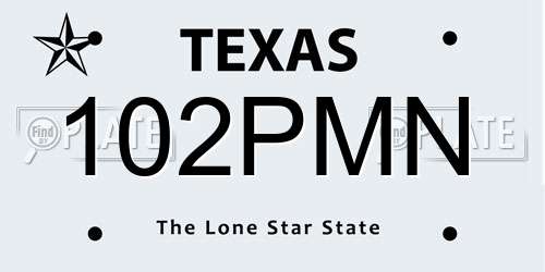 102PMN Texas License Plate