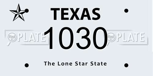 1030 Texas License Plate