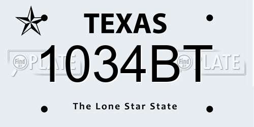 1034BT Texas License Plate