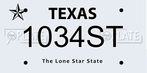 1034ST Texas License Plate