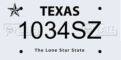 1034SZ Texas License Plate