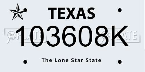 103608K Texas License Plate