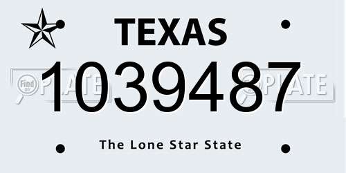 1039487 Texas License Plate