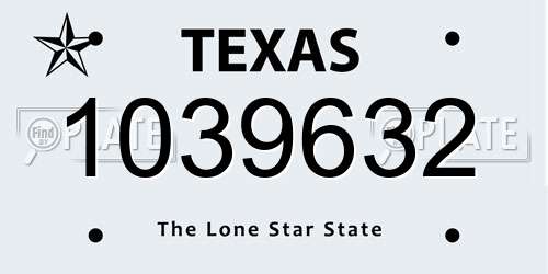 1039632 Texas License Plate