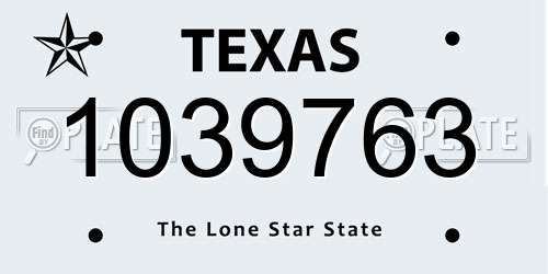 1039763 Texas License Plate
