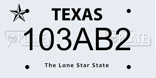103AB2 Texas License Plate