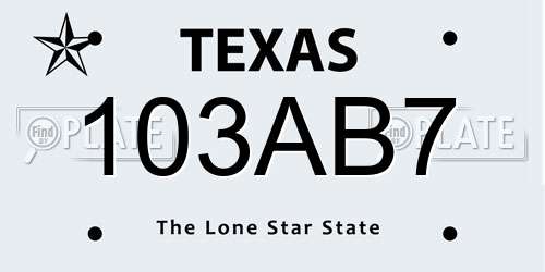 103AB7 Texas License Plate