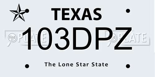 103DPZ Texas License Plate