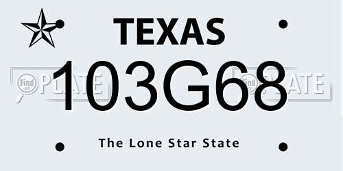 103G68 Texas License Plate