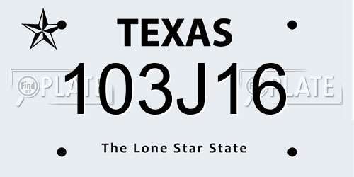 103J16 Texas License Plate