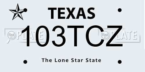 103TCZ Texas License Plate