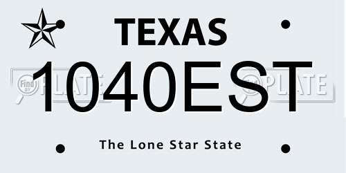 1040EST Texas License Plate