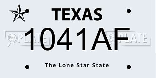 1041AF Texas License Plate