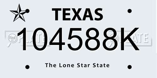 104588K Texas License Plate