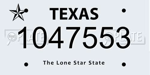 1047553 Texas License Plate