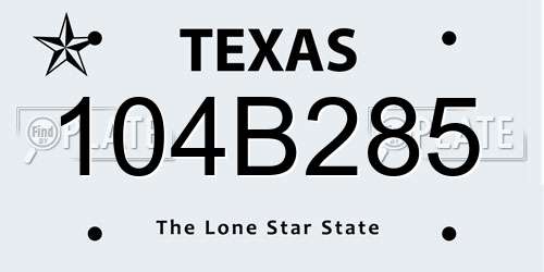 104B285 Texas License Plate