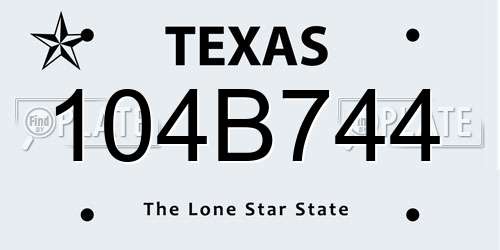 104B744 Texas License Plate