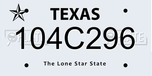 104C296 Texas License Plate