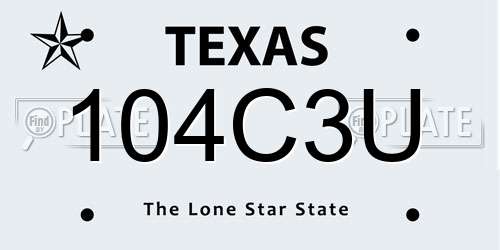 104C3U Texas License Plate