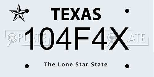 104F4X Texas License Plate