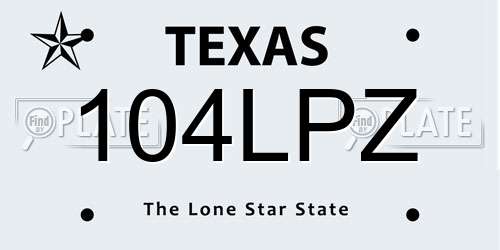 104LPZ Texas License Plate