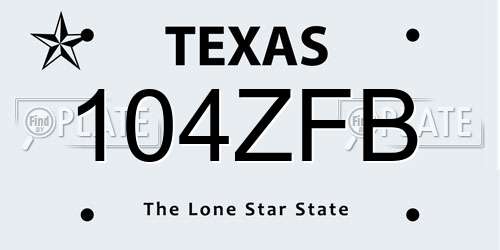 104ZFB Texas License Plate