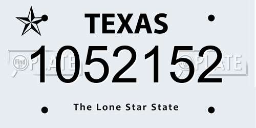 1052152 Texas License Plate