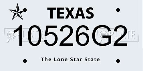 10526G2 Texas License Plate