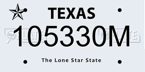 105330M Texas License Plate