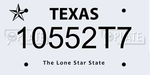 10552T7 Texas License Plate