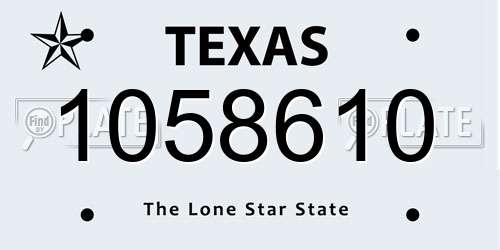 1058610 Texas License Plate