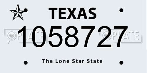 1058727 Texas License Plate