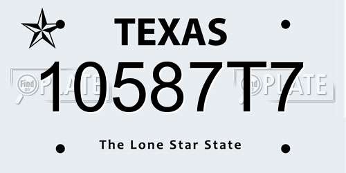 10587T7 Texas License Plate