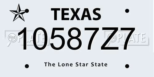 10587Z7 Texas License Plate
