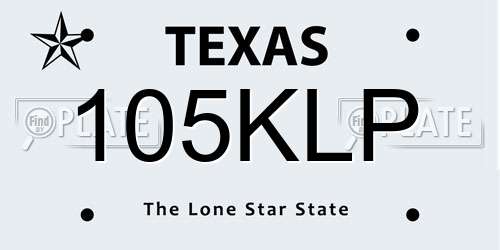 105KLP Texas License Plate