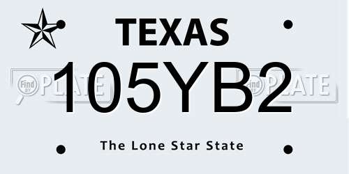 105YB2 Texas License Plate
