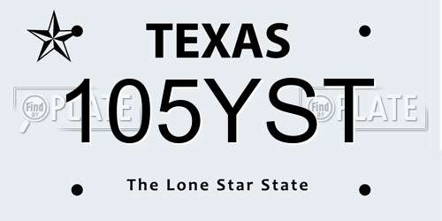 105YST Texas License Plate