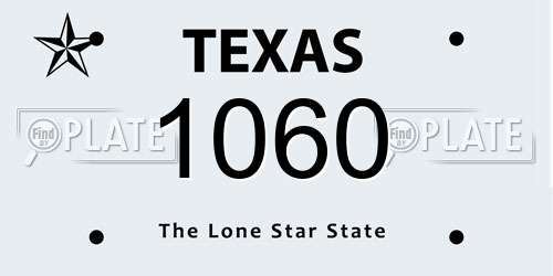 1060 Texas License Plate