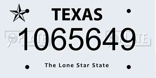 1065649 Texas License Plate